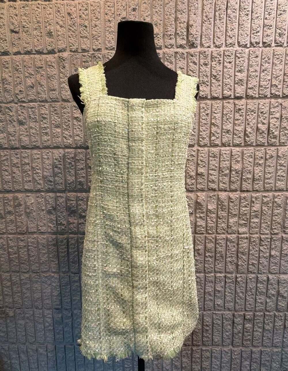 806 Maje Green Lurex Tweed Sleeveless Mini Dress